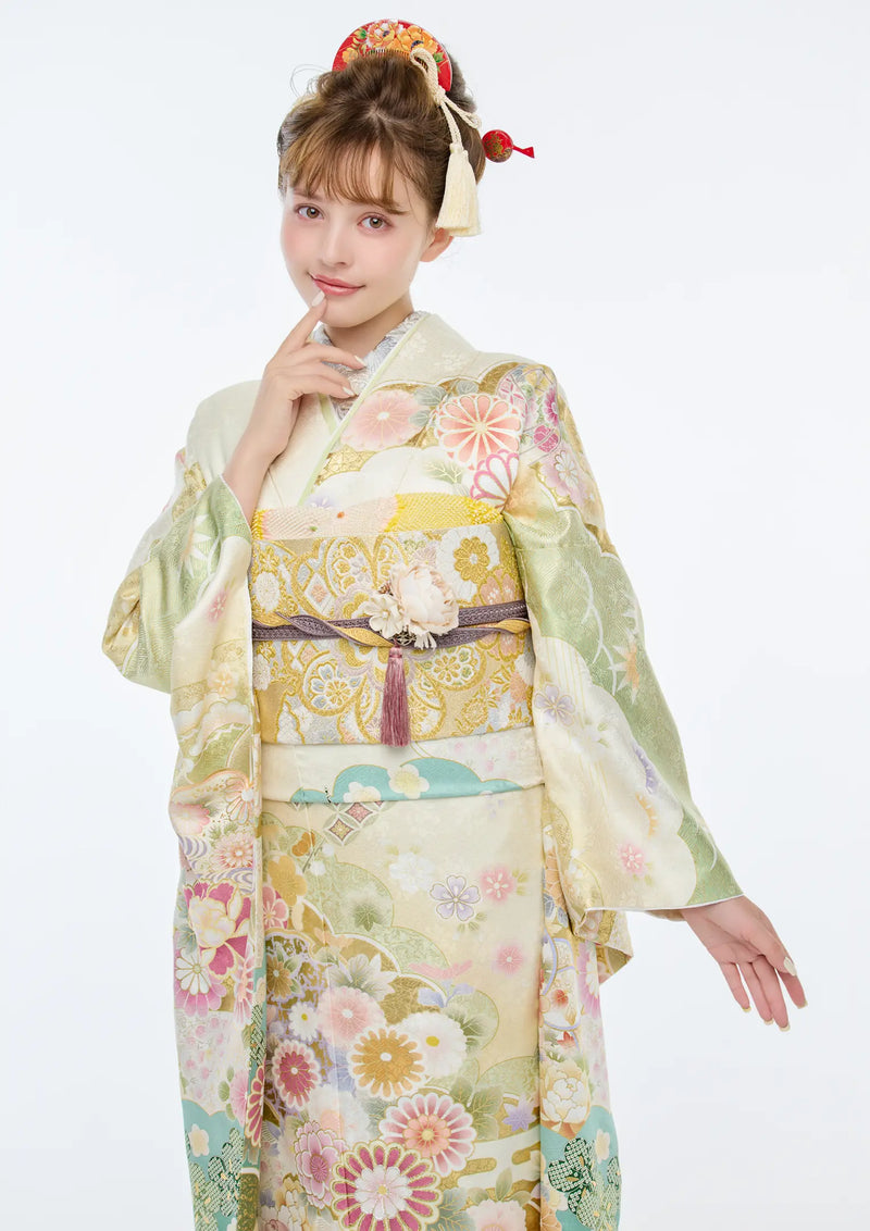 振袖ネットレンタル:鶯色で可憐に 】優しい緑/KH-506 – kimono-hearts 振袖ネットレンタル:鶯色で可憐に 】優しい緑/KH-506 – kimono-hearts