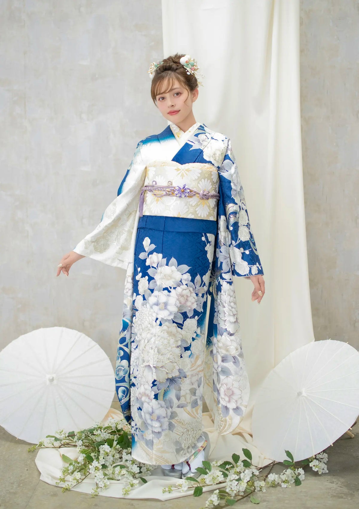 振袖ネットレンタル: 青の春風】和風な振袖をガーリーに/KH-514 振袖ネットレンタル: 青の春風】和風な振袖をガーリーに/KH-514