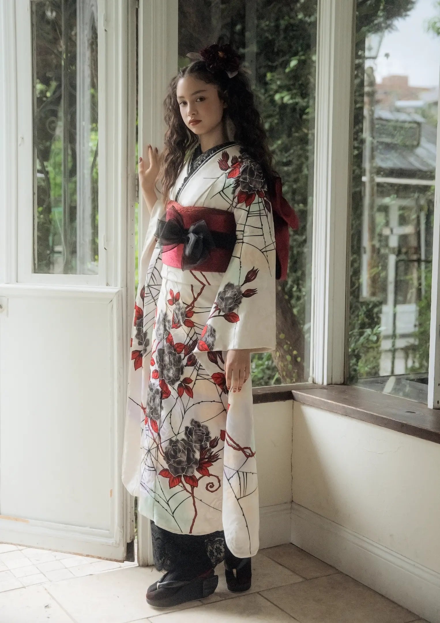 上質正絹豪華 薔薇、蝶々 ゴージャス柄 セット 上質正絹豪華 ラメ