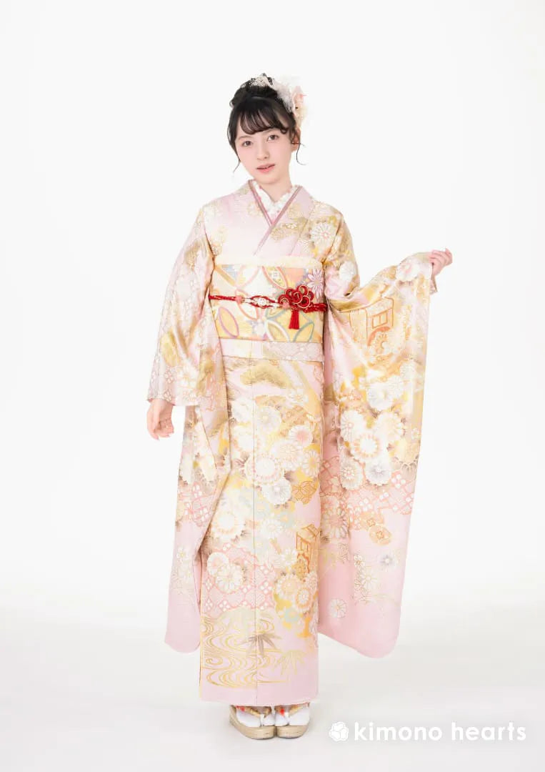 【振袖ネットレンタル：淡い桃色】柔らかく優しい雰囲気/KH-563