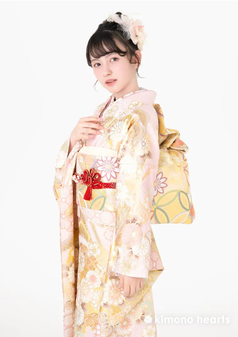 【振袖ネットレンタル：淡い桃色】柔らかく優しい雰囲気/KH-563