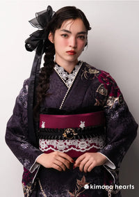 【振袖ネットレンタル：パンクゴシック】妖しく魅惑的な黒色振袖/KH-572