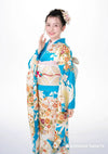 【振袖ネットレンタル：夏の青】華やかに愛らしく/KH-585
