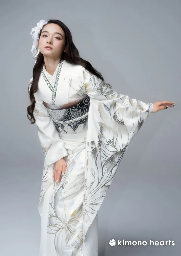 【振袖ネットレンタル：白に銀で品よく】艶やかに品よく/KH-587