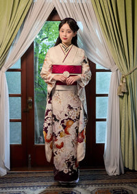 【振袖ネットレンタル： 大正ロマン白鶴】落ち着きと遊び心の華やぎ/FL-D311