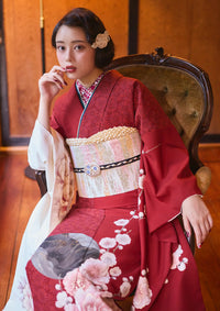 【振袖ネットレンタル：凛と咲く和花】紅白の片身替わりがハイカラ/KH-621