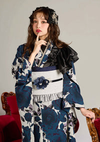 【振袖ネットレンタル：ブルーローズで洋風に】レースやフリルでつくるドールスタイル/KH-305