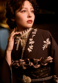 【振袖ネットレンタル：チョコレートのときめき】刺繍がおしゃれなワントーンコーデ/FL-A106