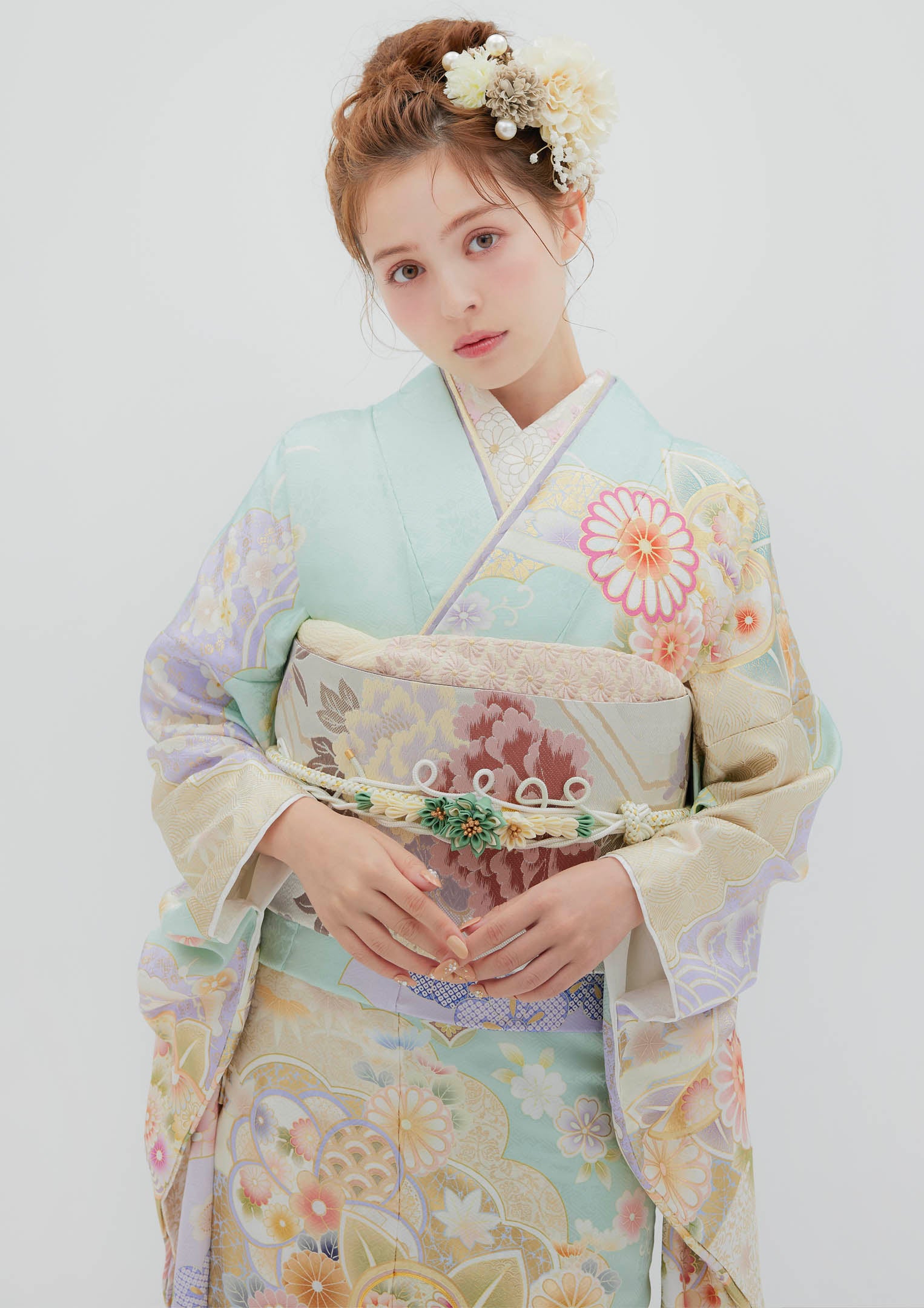 振袖ネットレンタル：パステルブルー】穏やかで知的なあなたへ/KH-437