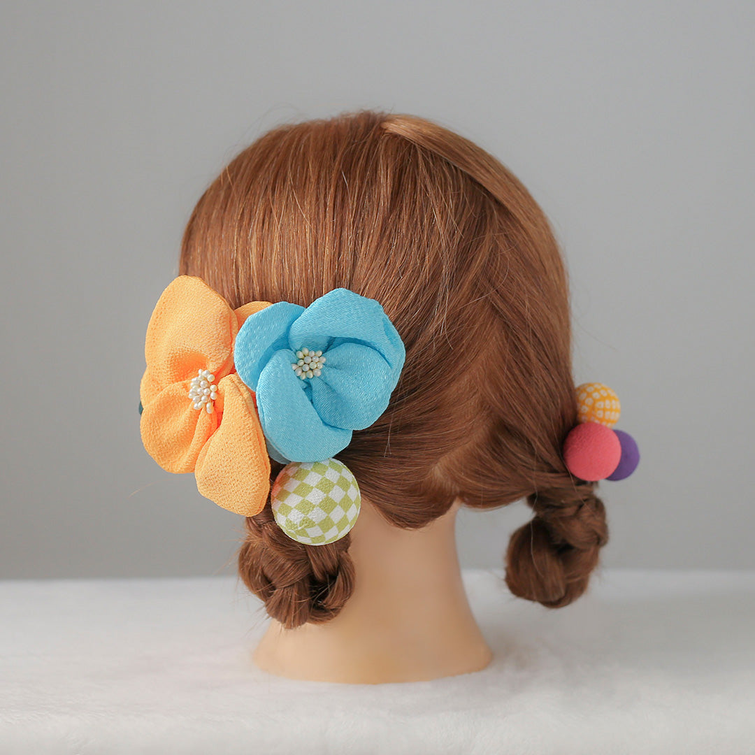 髪飾り販売：成人式・卒業式に！パステルカラーのちりめん飾り】振袖