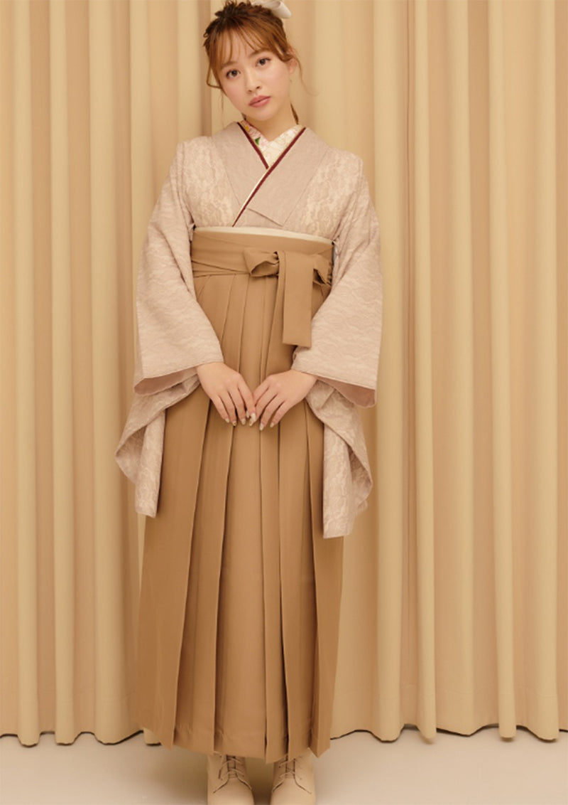 【袴：柔らかいブラウンの袴に二尺袖のピンクレースが甘くかわいい】N-R2：TA-K2
