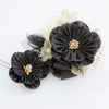 【髪飾り販売：成人式・卒業式に！ブラックフラワーとゴールドレースフラワーの髪飾り2点セット】振袖・袴用和装ヘアアクセサリー/hair-005