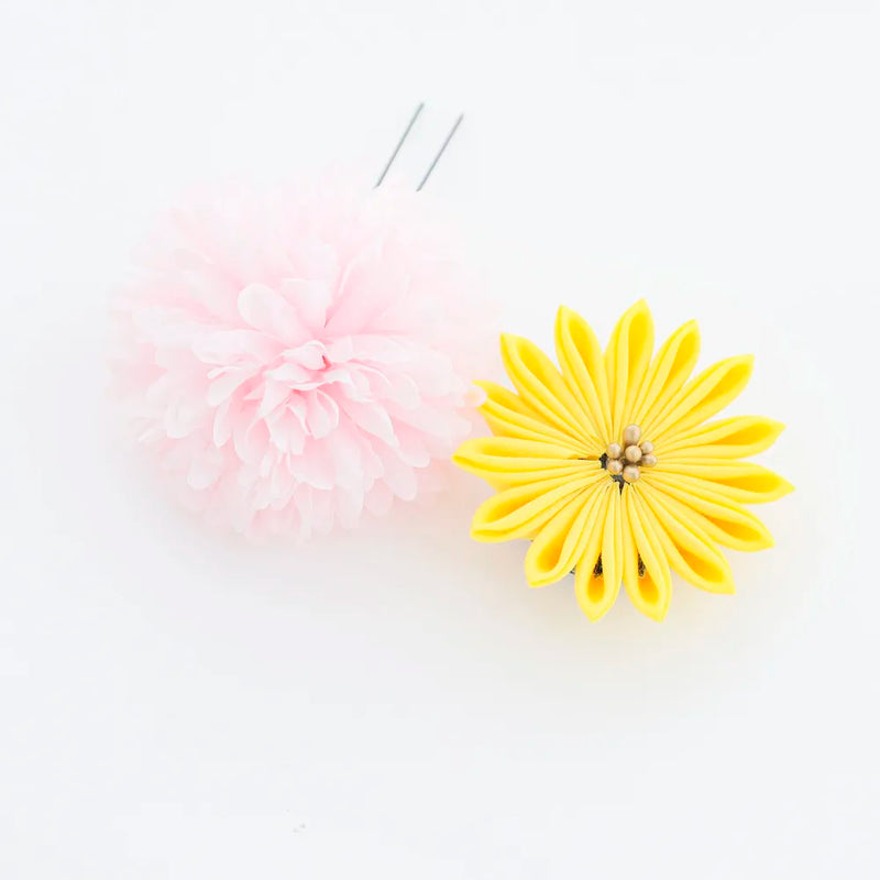 【髪飾り販売：成人式・卒業式に！パープルマムとイエロータッセル付き髪飾りセット】振袖・袴用和装ヘアアクセサリー/hair-007