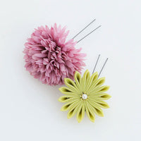 【髪飾り販売：成人式・卒業式に！オレンジマムとグリーンフラワーのタッセル付き髪飾りセット】振袖・袴用和装ヘアアクセサリー/hair-009