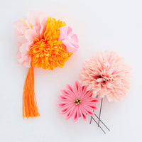 【髪飾り販売：成人式・卒業式に！白×グレーつまみ細工とゴールド飾りの髪飾り2点セット】振袖・袴用和装ヘアアクセサリー/hair-010