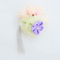 【髪飾り販売：成人式・卒業式に！ミルキーカラーとラベンダーつまみ風フラワーのタッセル付き髪飾りセット】振袖・袴用和装ヘアアクセサリー/hair-011