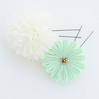 【髪飾り販売：成人式・卒業式に！ミントマムとライトグリーンつまみフラワーのタッセル付き髪飾りセット】振袖・袴用和装ヘアアクセサリー/hair-014