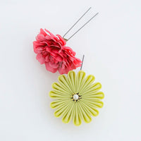 【髪飾り販売：成人式・卒業式に！ベージュフラワーとカーキつまみフラワーのタッセル付き髪飾りセット】振袖・袴用和装ヘアアクセサリー/hair-015