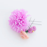 【髪飾り販売：成人式・卒業式に！パステルマムと水色リボンフラワーのタッセル付き髪飾りセット】振袖・袴用和装ヘアアクセサリー/hair-017