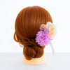 【髪飾り販売：成人式・卒業式に！パステルマムと水色リボンフラワーのタッセル付き髪飾りセット】振袖・袴用和装ヘアアクセサリー/hair-017