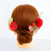 【髪飾り販売：成人式・卒業式に！赤マムとつまみ細工の和洋ミックス髪飾りセット】振袖・袴用和装ヘアアクセサリー/hair-019