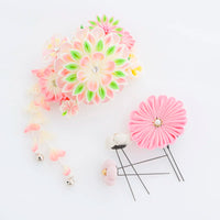 【髪飾り販売:：成人式・卒業式に！さくらピンク×若草色つまみ細工の藤下がり髪飾り4点セット】振袖・袴用和装ヘアアクセサリー/hair-023