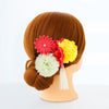 【髪飾り販売：成人式・卒業式に！レッド＆イエローマムとつまみフラワーのタッセル付き髪飾りセット】振袖・袴用和装ヘアアクセサリー/hair-028
