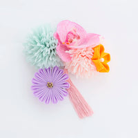 【髪飾り販売：成人式・卒業式に！ピンク胡蝶蘭とオレンジ小花のタッセル付き髪飾りセット】振袖・袴用和装ヘアアクセサリー/hair-030