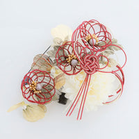 【髪飾り販売：成人式・卒業式に！赤水引とゴールドリーフの和モダン髪飾り2点セット】振袖・袴用和装ヘアアクセサリー/hair-032