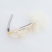 【髪飾り販売：成人式・卒業式に！アイボリーフラワーとチュールリボンのロング髪飾り】振袖・袴用和装ヘアアクセサリー/hair-033