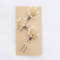 【髪飾り販売：成人式・卒業式に！ゴールドパールのフラワーUピン3本セッ】振袖・袴用和装ヘアアクセサリー/hair-036