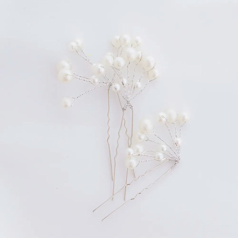 【髪飾り販売：成人式・卒業式に！パールビジュー細ワイヤーピック3本セット】振袖・袴用和装ヘアアクセサリー/hair-037