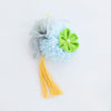 【髪飾り販売：成人式・卒業式に！パステルマムとイエローつまみフラワーのタッセル付き髪飾りセット】振袖・袴用和装ヘアアクセサリー/hair-118
