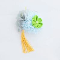 【髪飾り販売：成人式・卒業式に！パステルマムとイエローつまみフラワーのタッセル付き髪飾りセット】振袖・袴用和装ヘアアクセサリー/hair-118