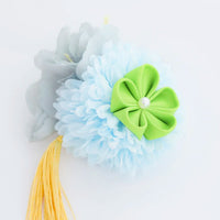 【髪飾り販売：成人式・卒業式に！パステルマムとイエローつまみフラワーのタッセル付き髪飾りセット】振袖・袴用和装ヘアアクセサリー/hair-118