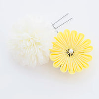 【髪飾り販売：成人式・卒業式に！パステルマムとイエローつまみフラワーのタッセル付き髪飾りセット】振袖・袴用和装ヘアアクセサリー/hair-119