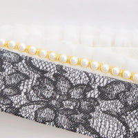 【重衿販売】成人式・卒業式 袴 黒レース×パールの重ね衿｜振袖・袴用レース伊達衿和装小物