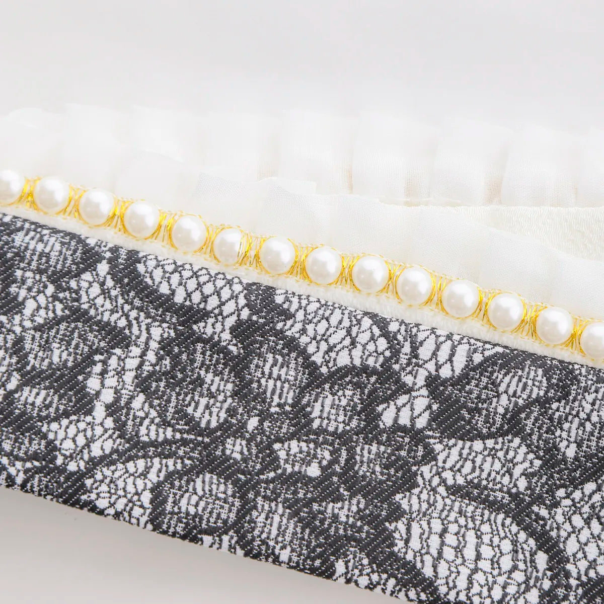 【重衿販売】成人式・卒業式 袴 黒レース×パールの重ね衿｜振袖・袴用レース伊達衿和装小物