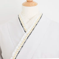 【重衿販売】成人式・卒業式 袴 黒レース×パールの重ね衿｜振袖・袴用レース伊達衿和装小物