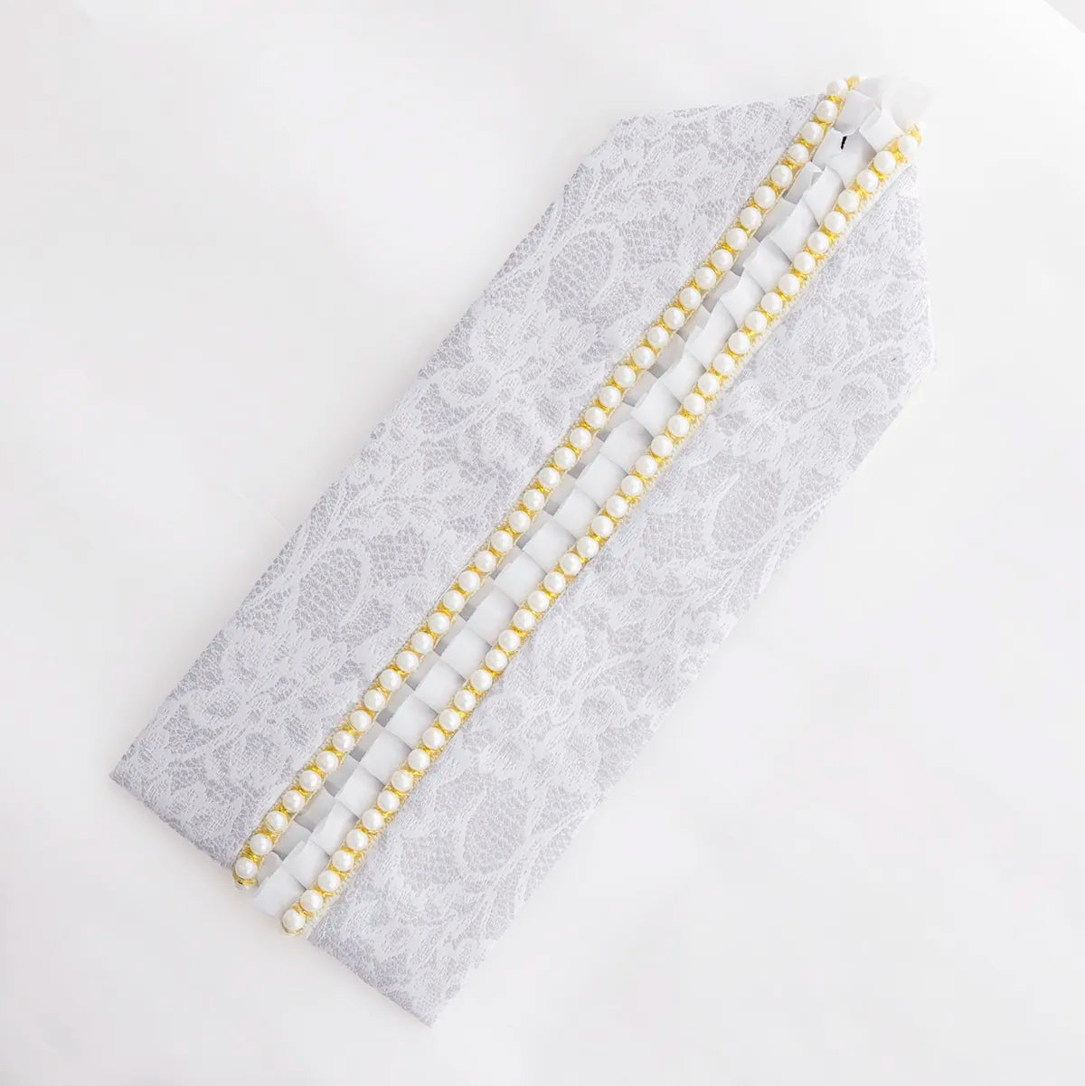 【重ね衿販売】成人式・卒業式 袴 ホワイトレース×パールの重ね衿｜振袖・袴用レース伊達衿和装小物