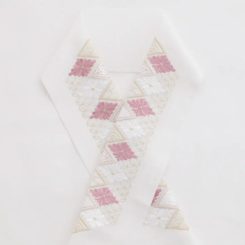 半衿：菊菱刺繍ピンク