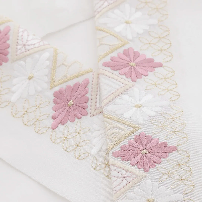 半衿：菊菱刺繍ピンク