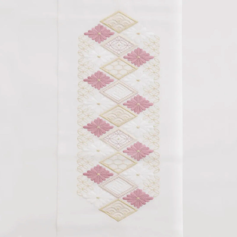 半衿：菊菱刺繍ピンク