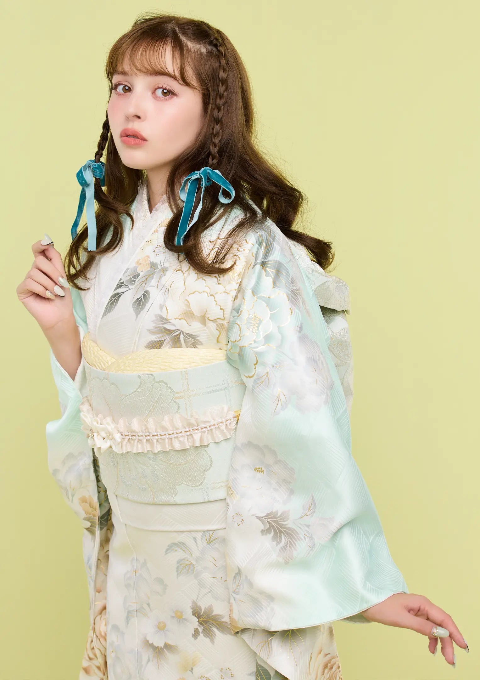 振袖ネットレンタル: パステルエメラルド】キュートなエメラルド 振袖ネットレンタル: パステルエメラルド】キュートなエメラルド