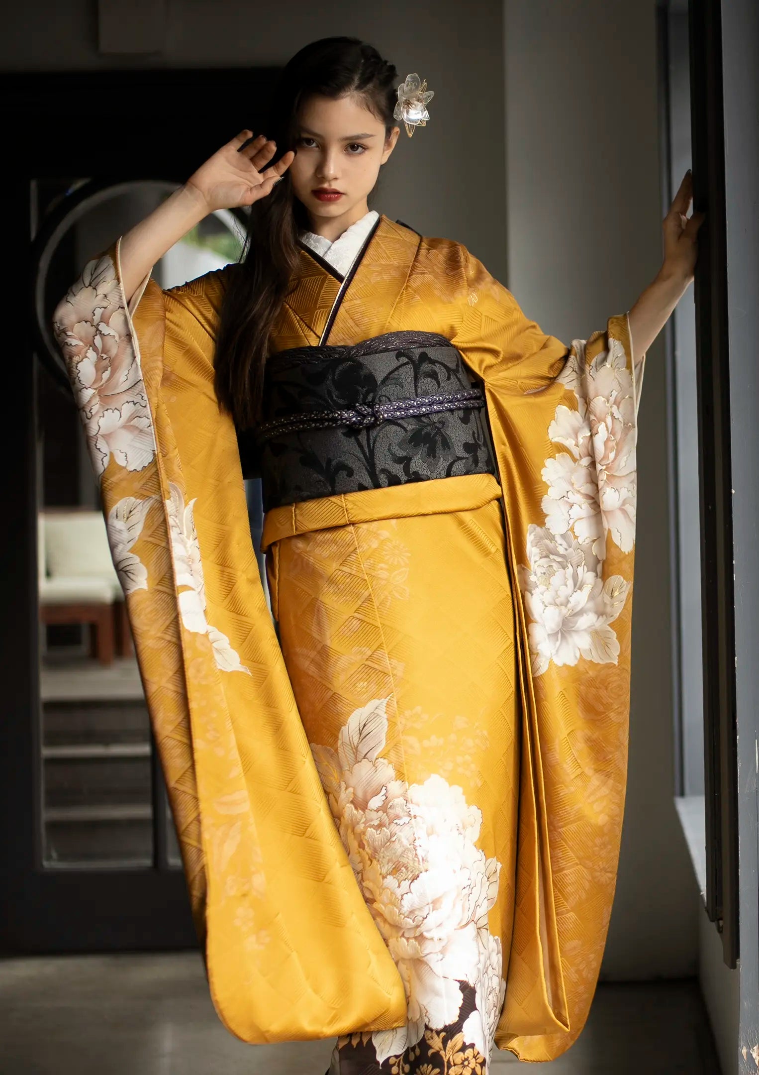 振袖ネットレンタル: シンプルな辛子色】スタイリッシュに綺麗に/KH 振袖ネットレンタル: シンプルな辛子色】スタイリッシュに綺麗に/KH