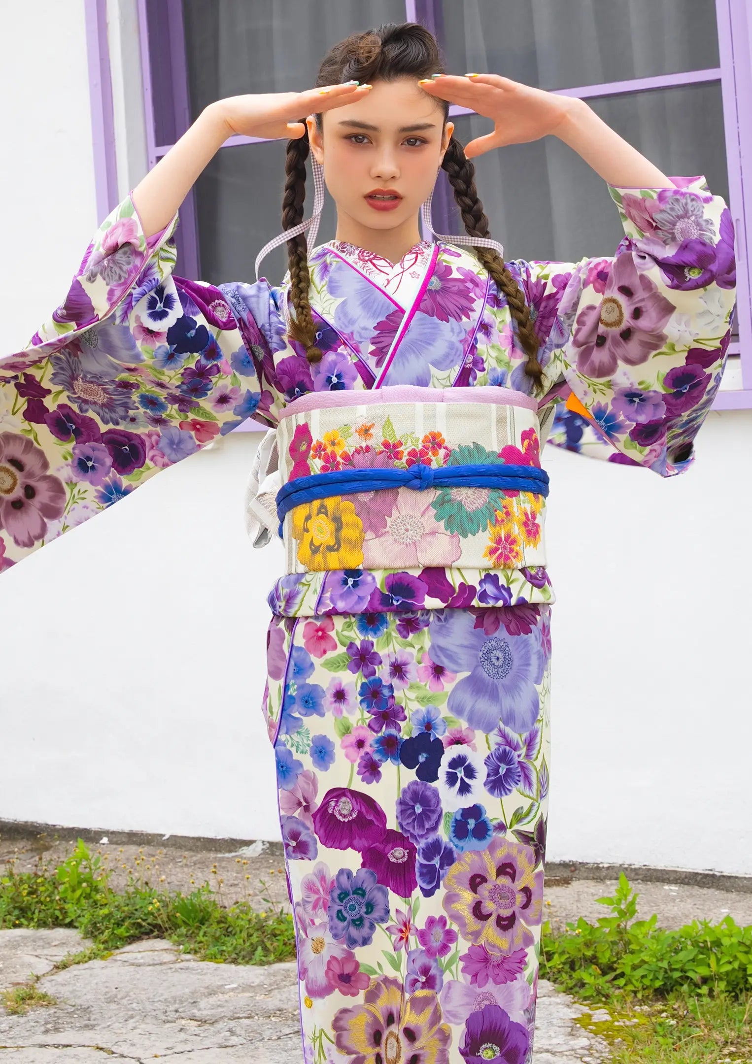 振袖 袷 紫陽花 桜 金糸 ブラック パールトーン加工済 裄長】訪問着 袷 しだれ桜に扇 観世水文織出し 絞り 金彩 刺繍
