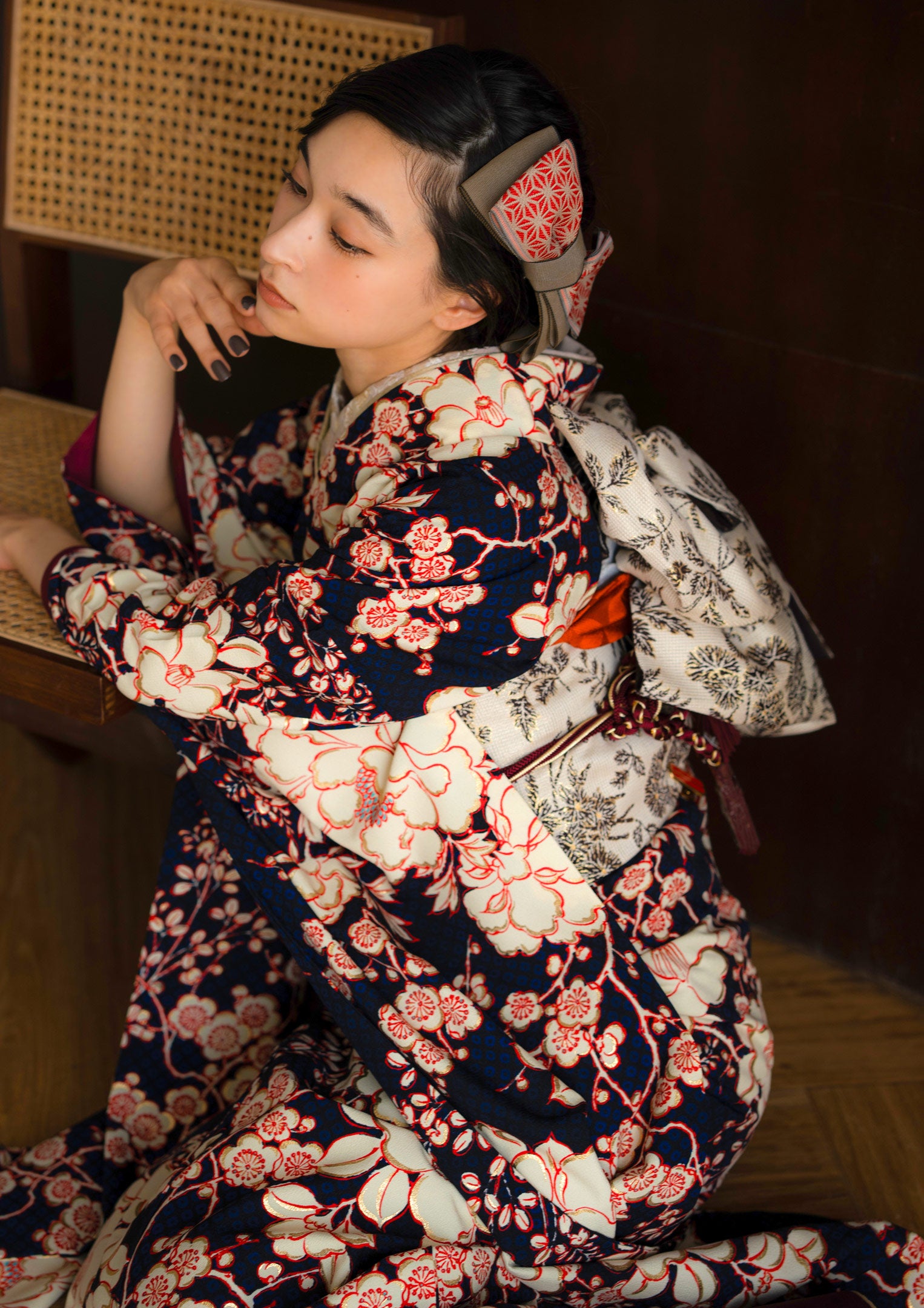 振袖ネットレンタル：紺色の夜】夜に咲く華/KH-453 – kimono-hearts