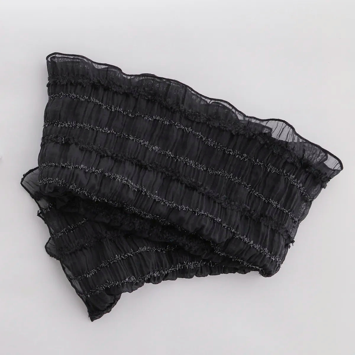 【帯揚げ販売】成人式や普段使いに くしゅっと素材のブラック帯揚げ｜振袖・着物用和装小物