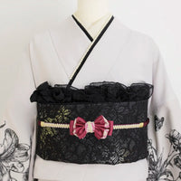 【帯締め販売】成人式ワインレッド×レースリボンの飾り帯締め｜振袖用ゴシックリボン和装小物