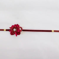 【帯締め販売】成人式 ボルドーフラワー×ベロアリボンの飾り帯締め｜振袖用ローズベルベット和装小物